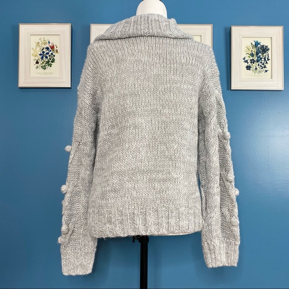 NWT Chunky Knit Oversized Pompom Cowlneck Sweater - Picture 4 of 11